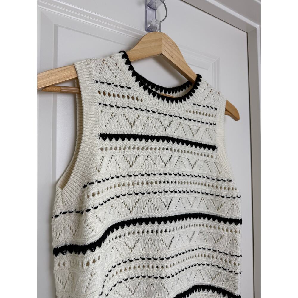 NWT Varley Athena Pointelle Knit Sweater Vest Sleeveless Cotton Egret Cream XS - Picture 4 of 10